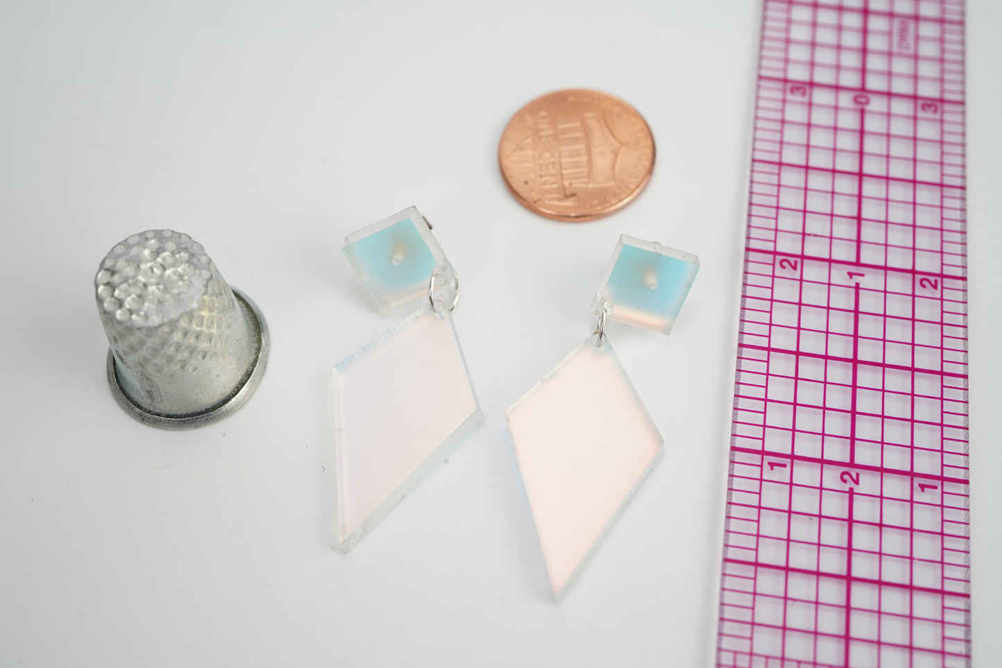 Dangle Diamond Iridescent Stud Earrings