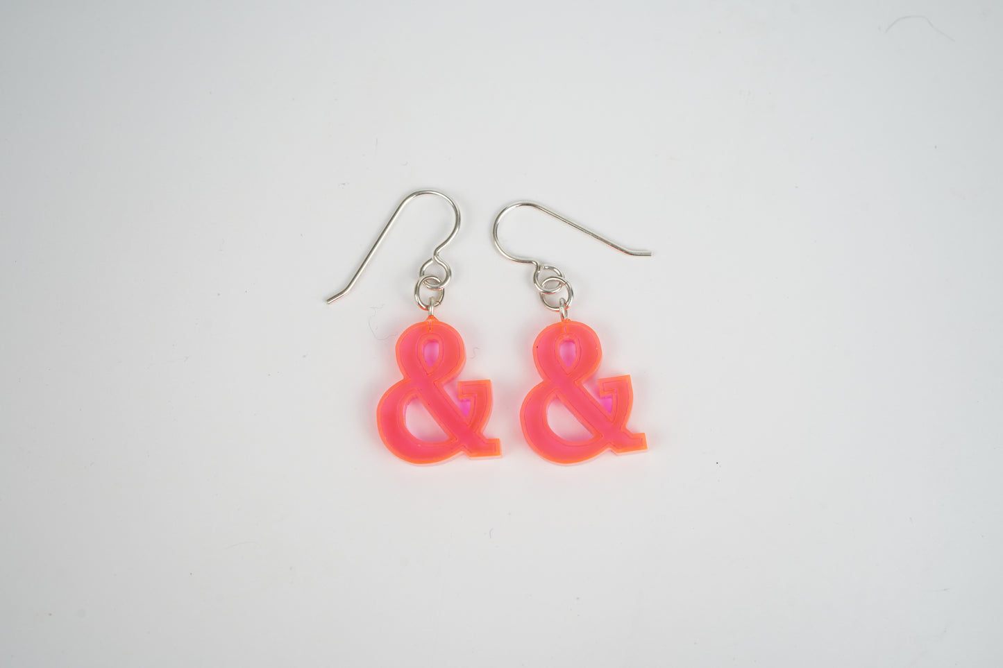 Ampersand Dangle Earrings-Neon Pink