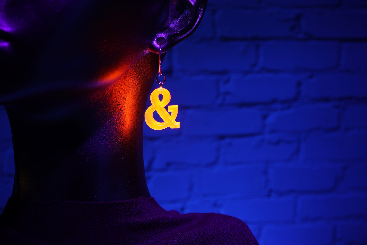 Neon Pink Ampersand Dangle Earrings