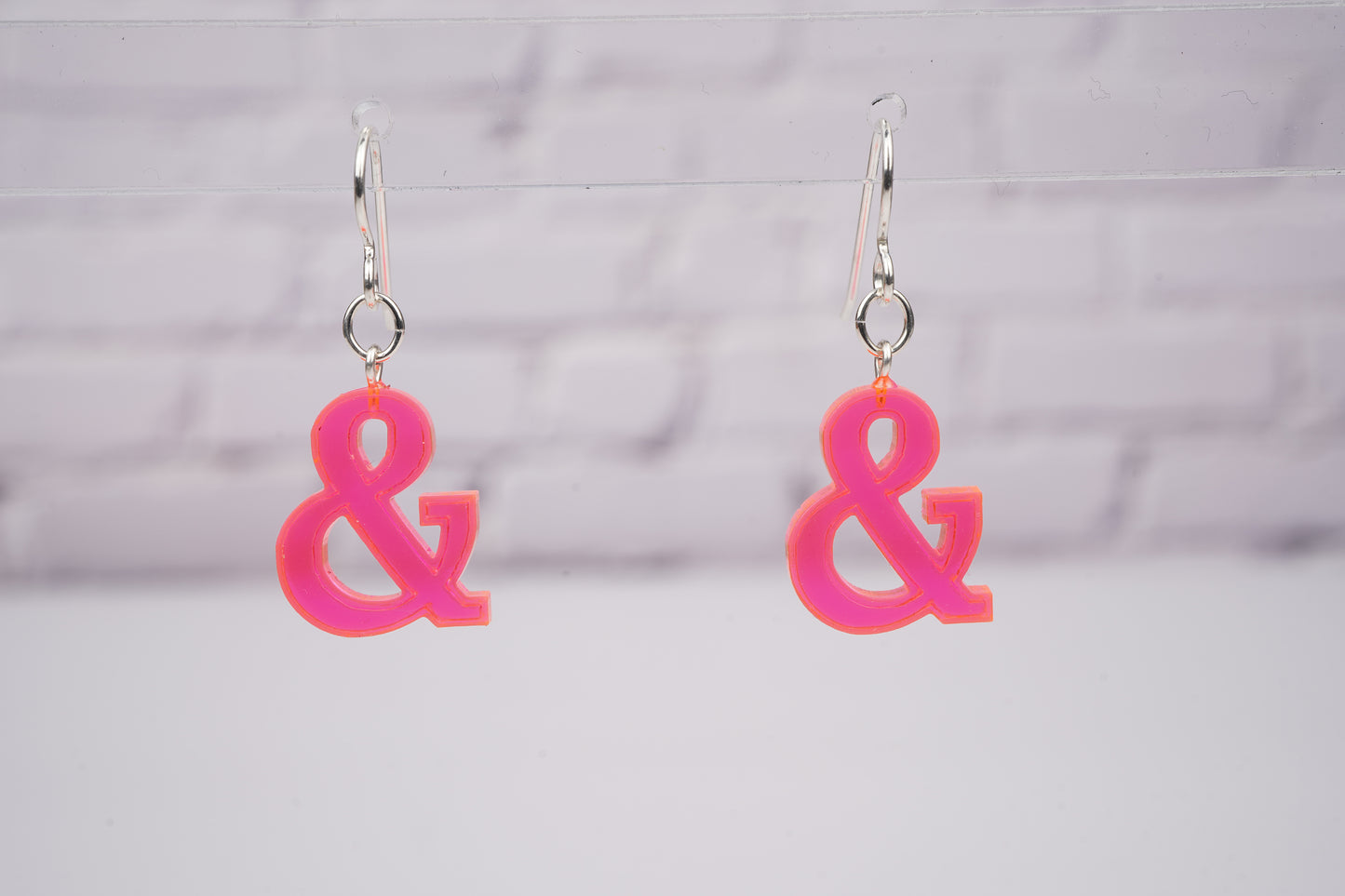 Neon Pink Ampersand Dangle Earrings