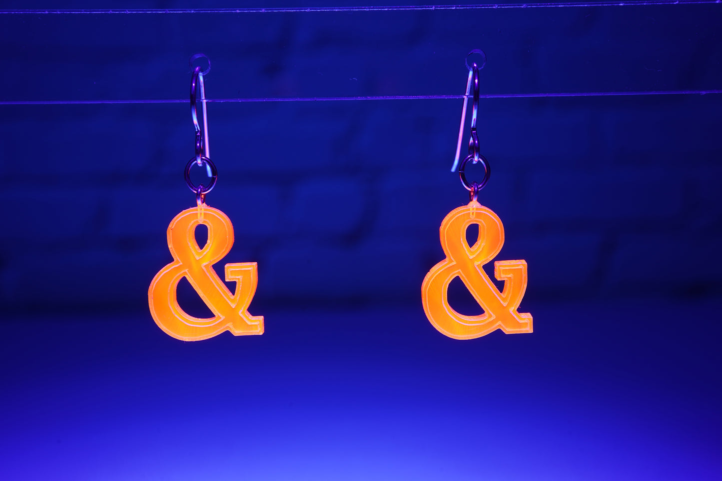 Neon Pink Ampersand Dangle Earrings