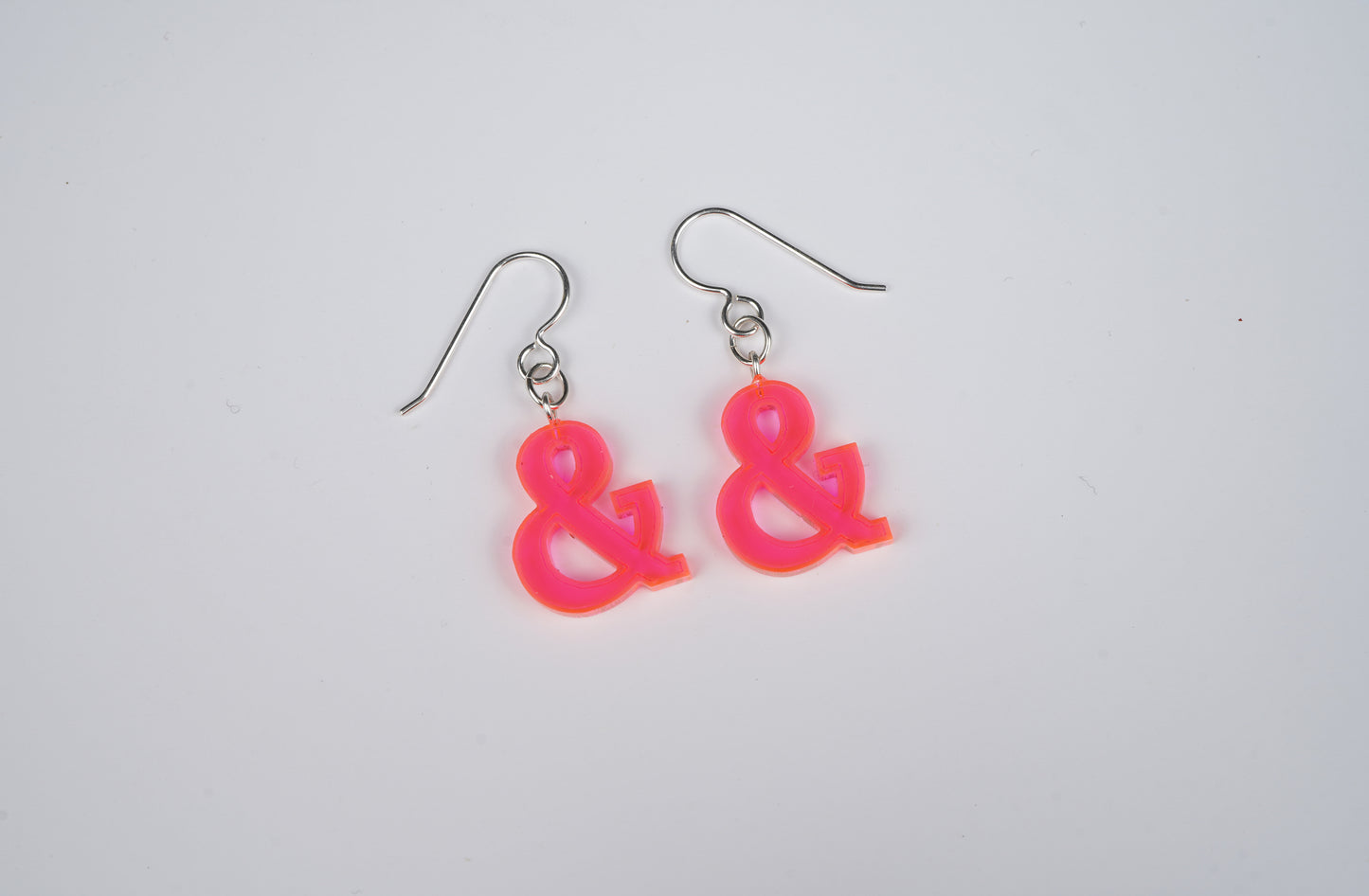 Neon Pink Ampersand Dangle Earrings
