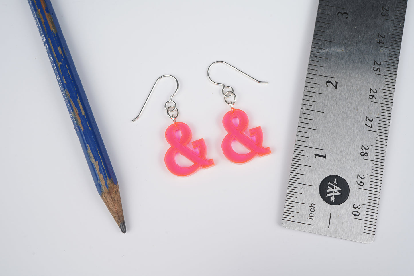 Neon Pink Ampersand Dangle Earrings