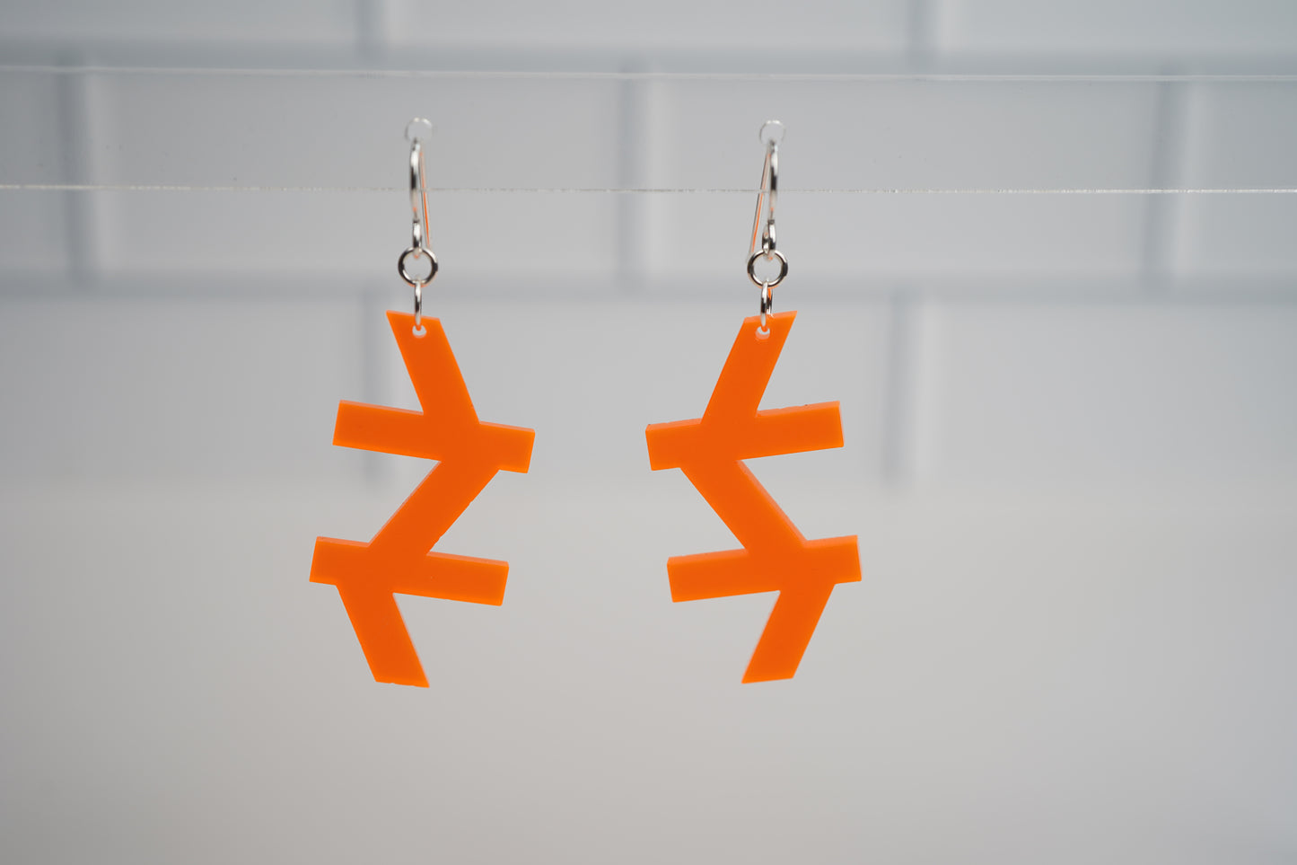 Angled Orange Dangle Earrings