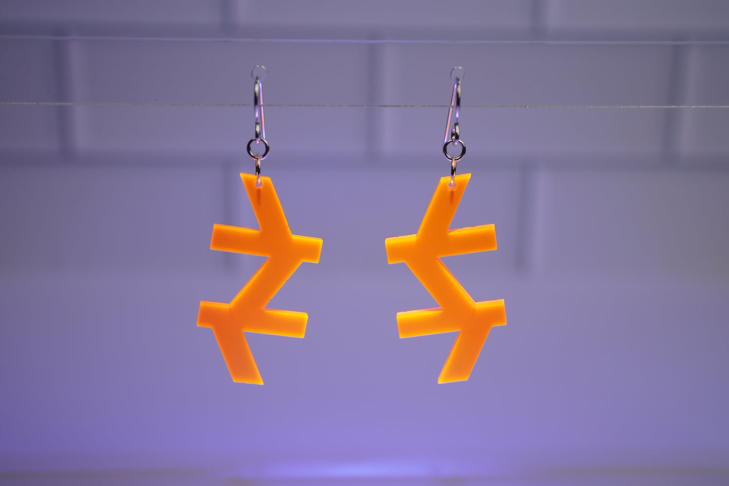 Angled Orange Dangle Earrings
