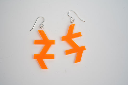 Angled Orange Dangle Earrings
