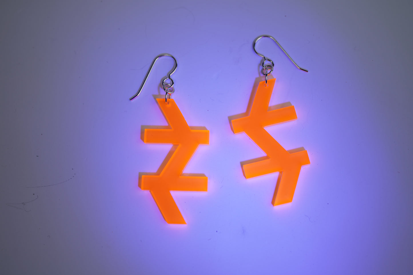 Angled Orange Dangle Earrings