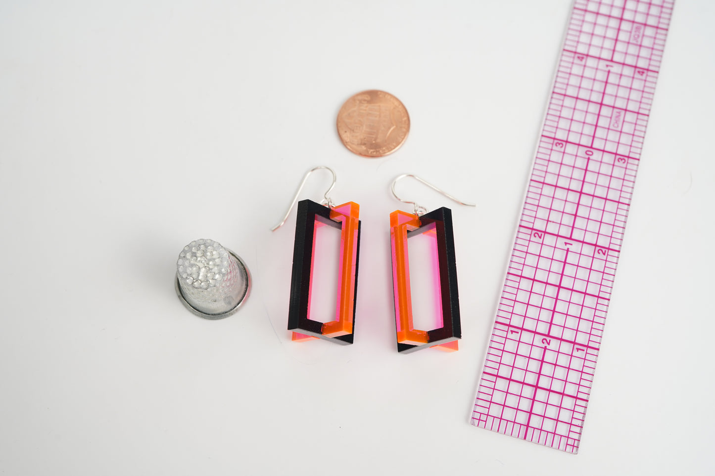 3D Box Dangle Earrings