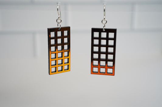 Rectangular Gird Dangle Earrings