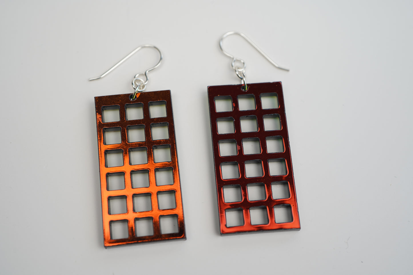 Rectangular Gird Dangle Earrings