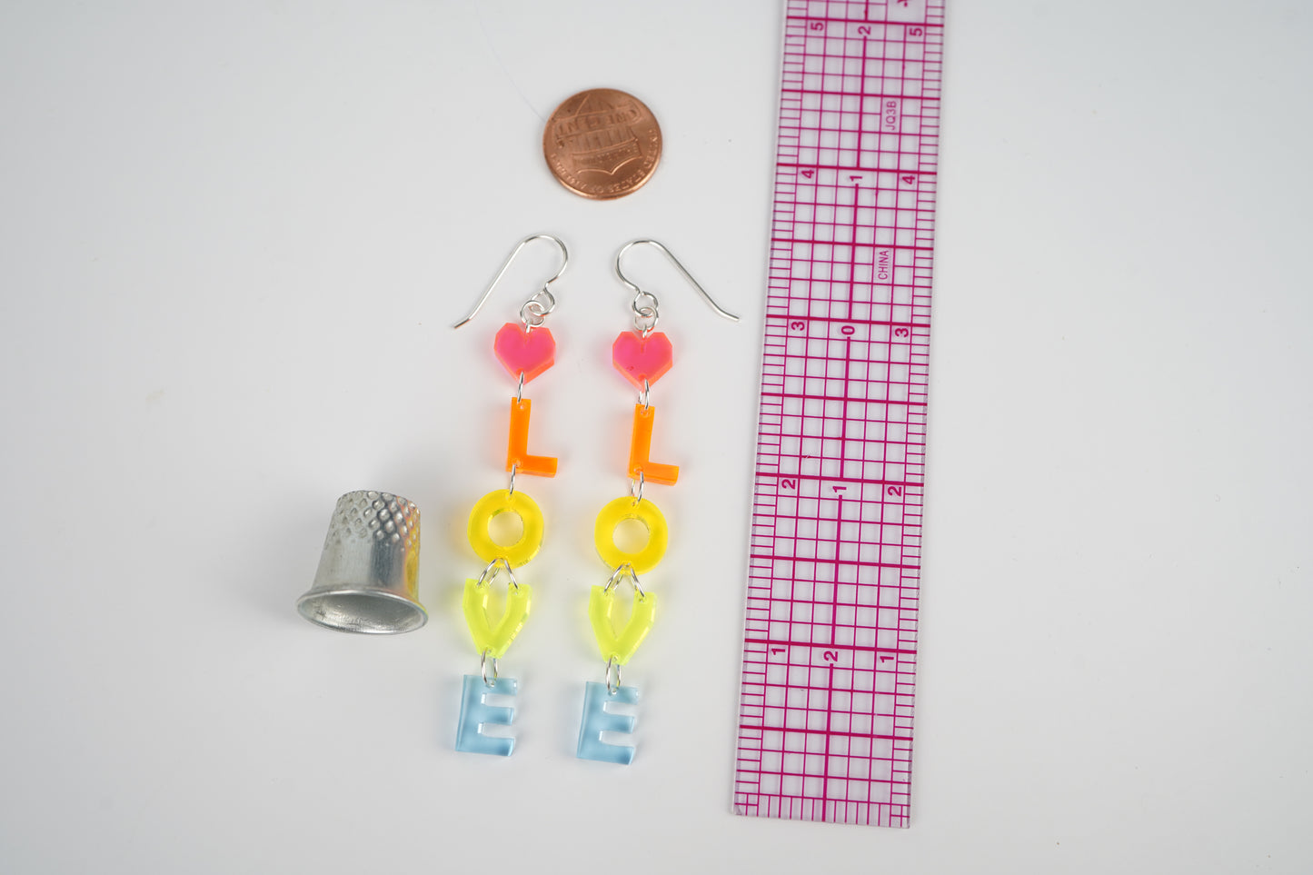 Rainbow LOVE Dangle Earrings