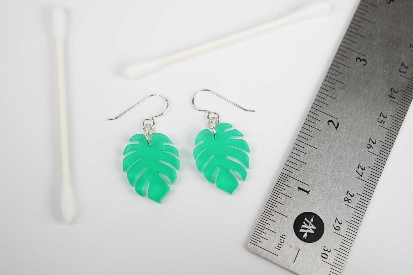 Monstera leaf dangle earrings