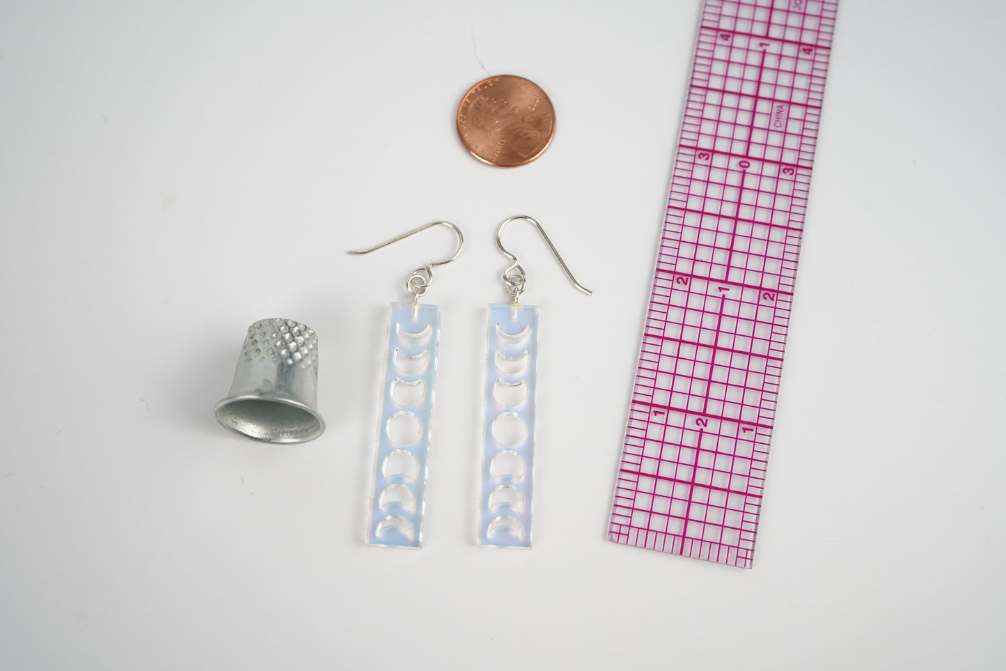 Moon Phase Dangle Earrings- Iridescent