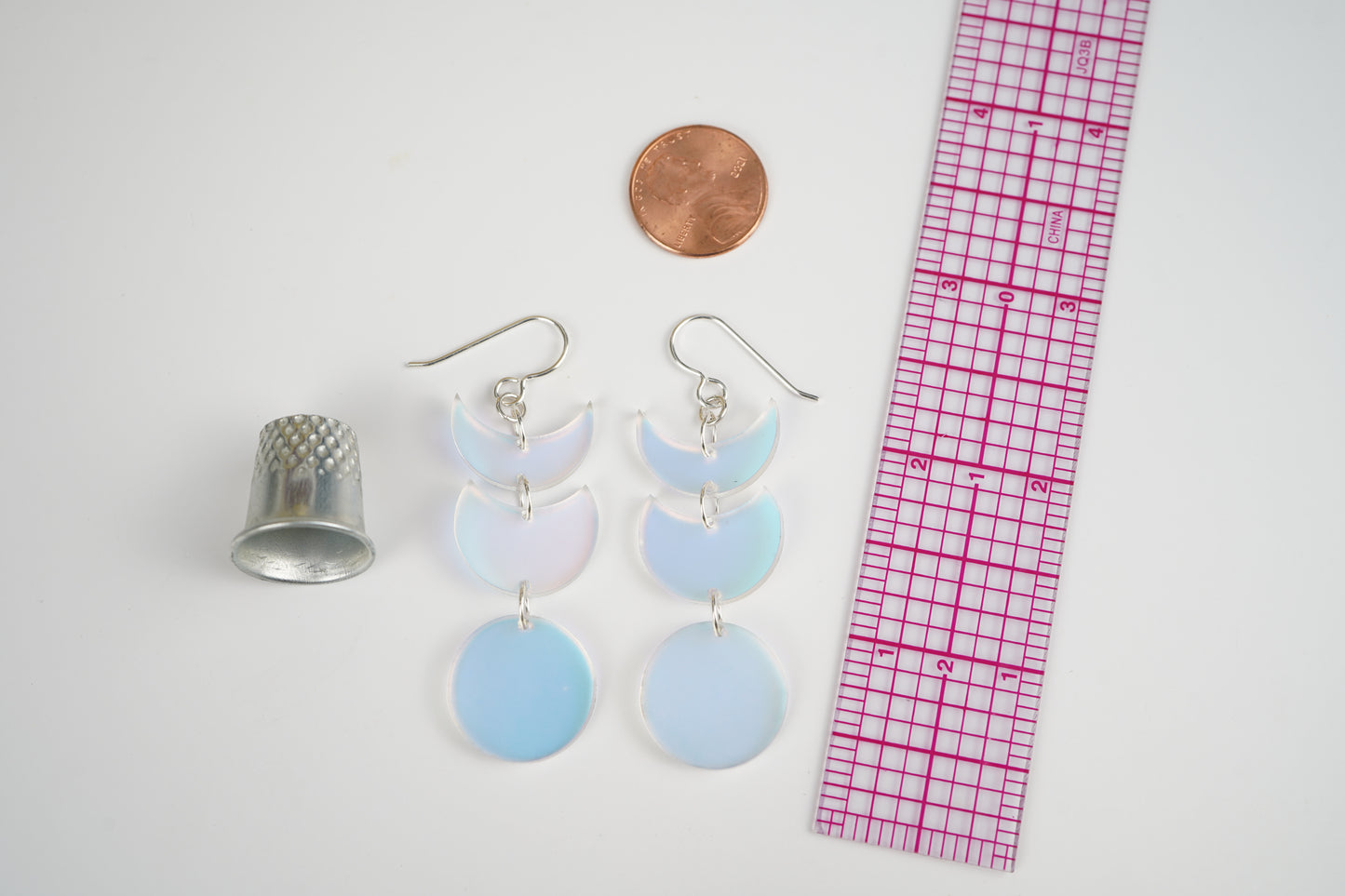 Moon Dangle Earrings- Iridescent