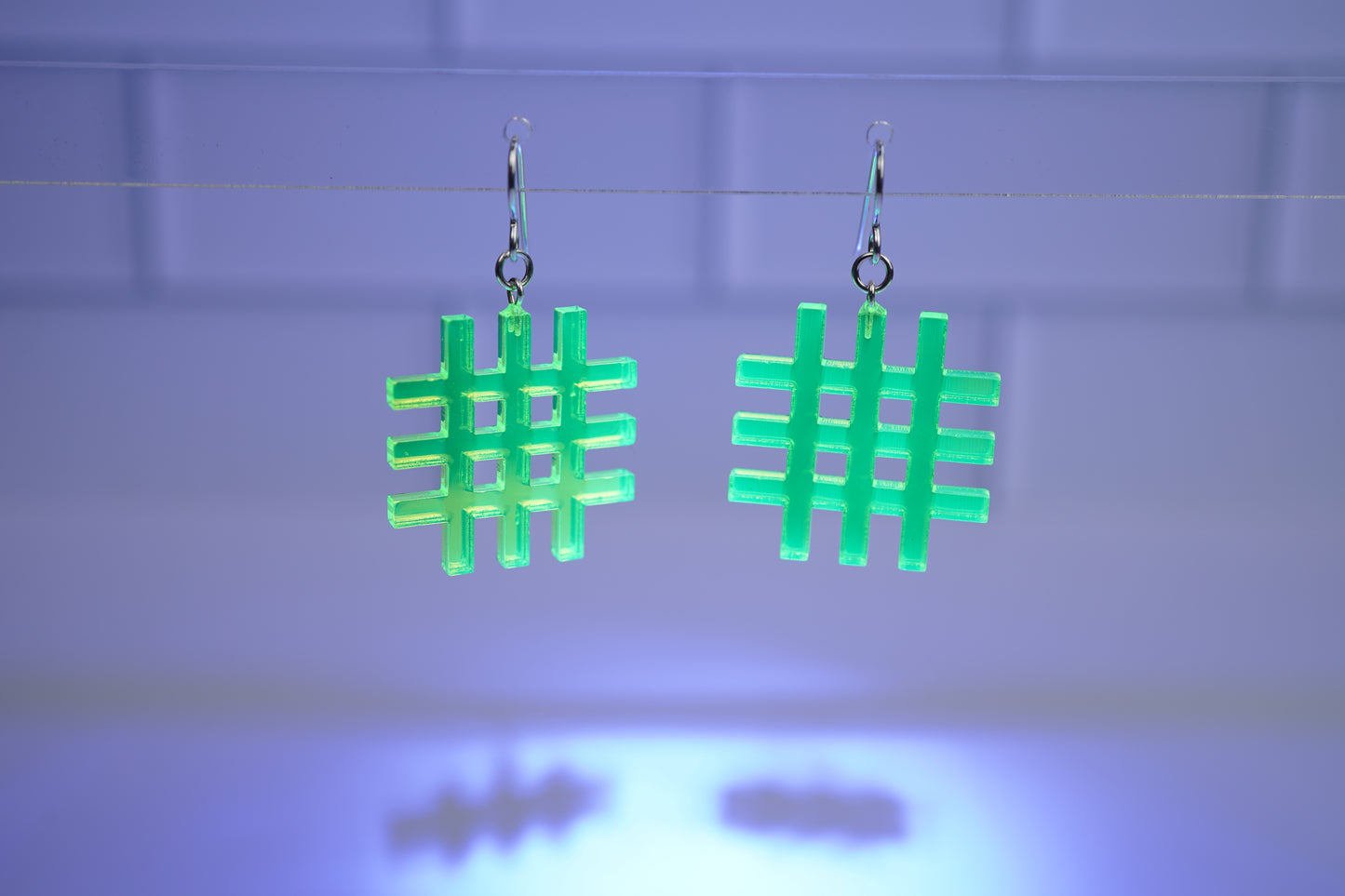 Pound SIgn Grid Dangle Earrings