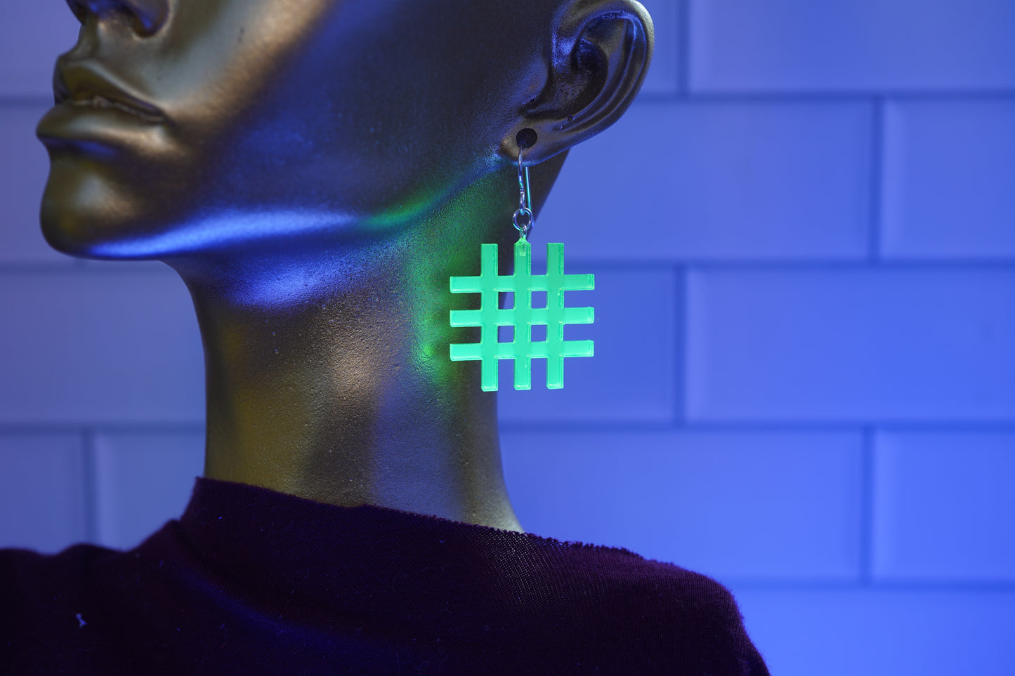 Pound SIgn Grid Dangle Earrings