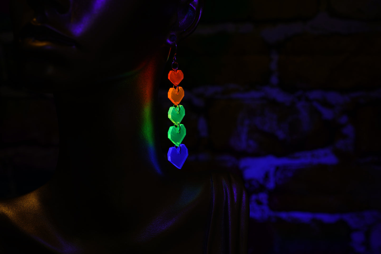 Rainbow Heart Dangle Earrings