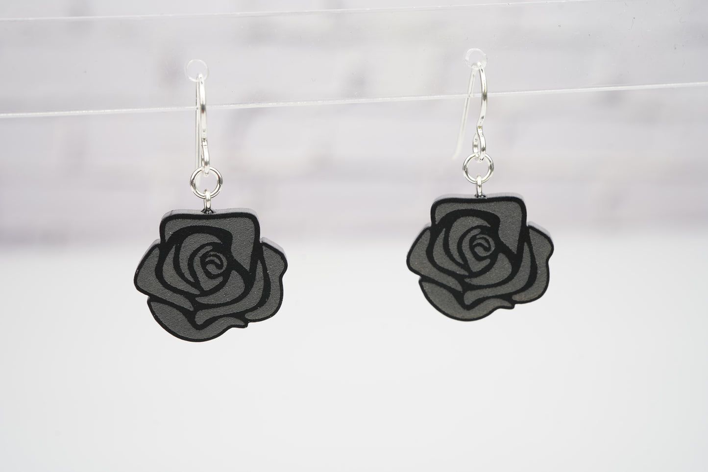 Black Rose Dangle Earrings