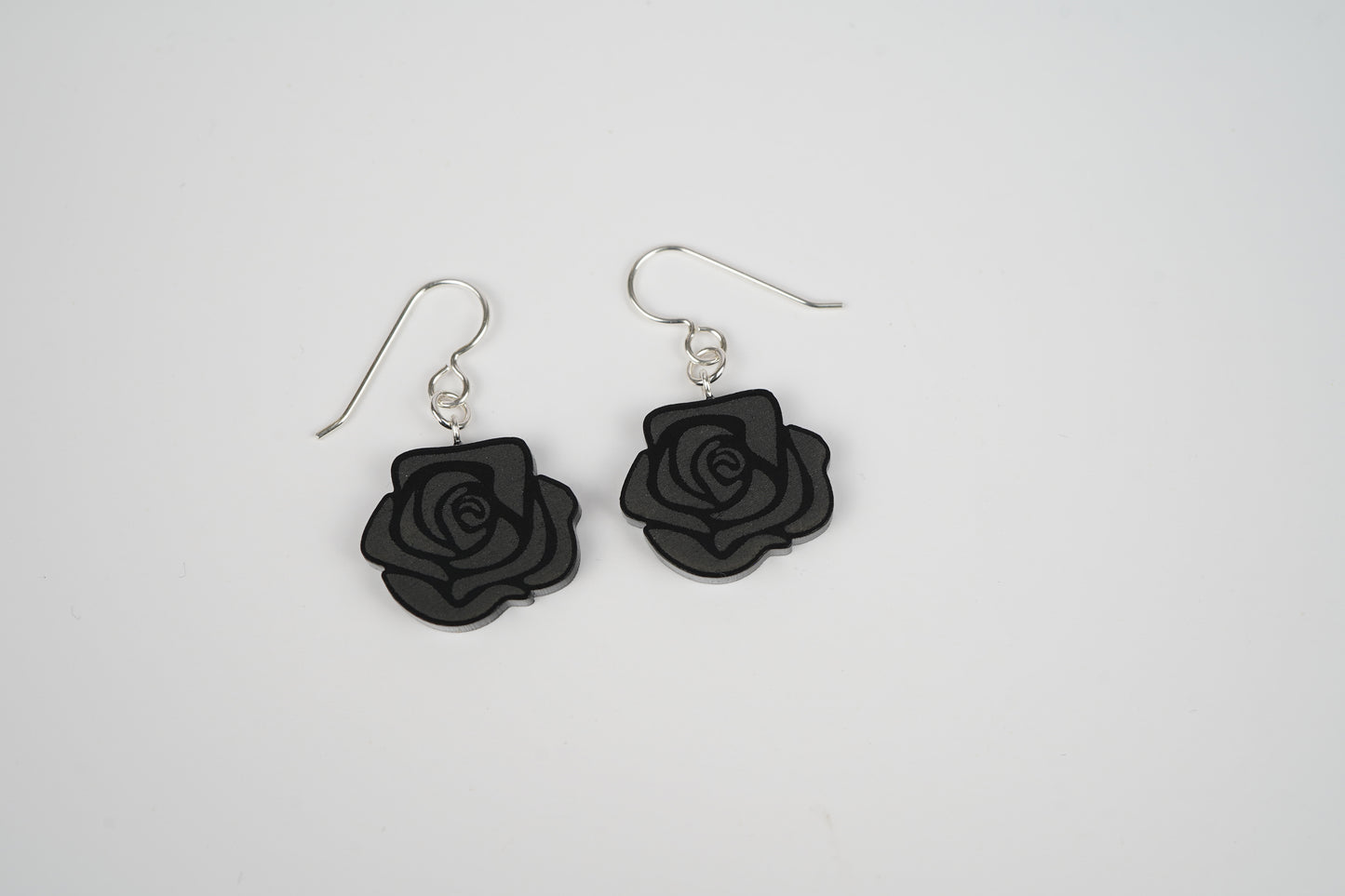 Black Rose Dangle Earrings