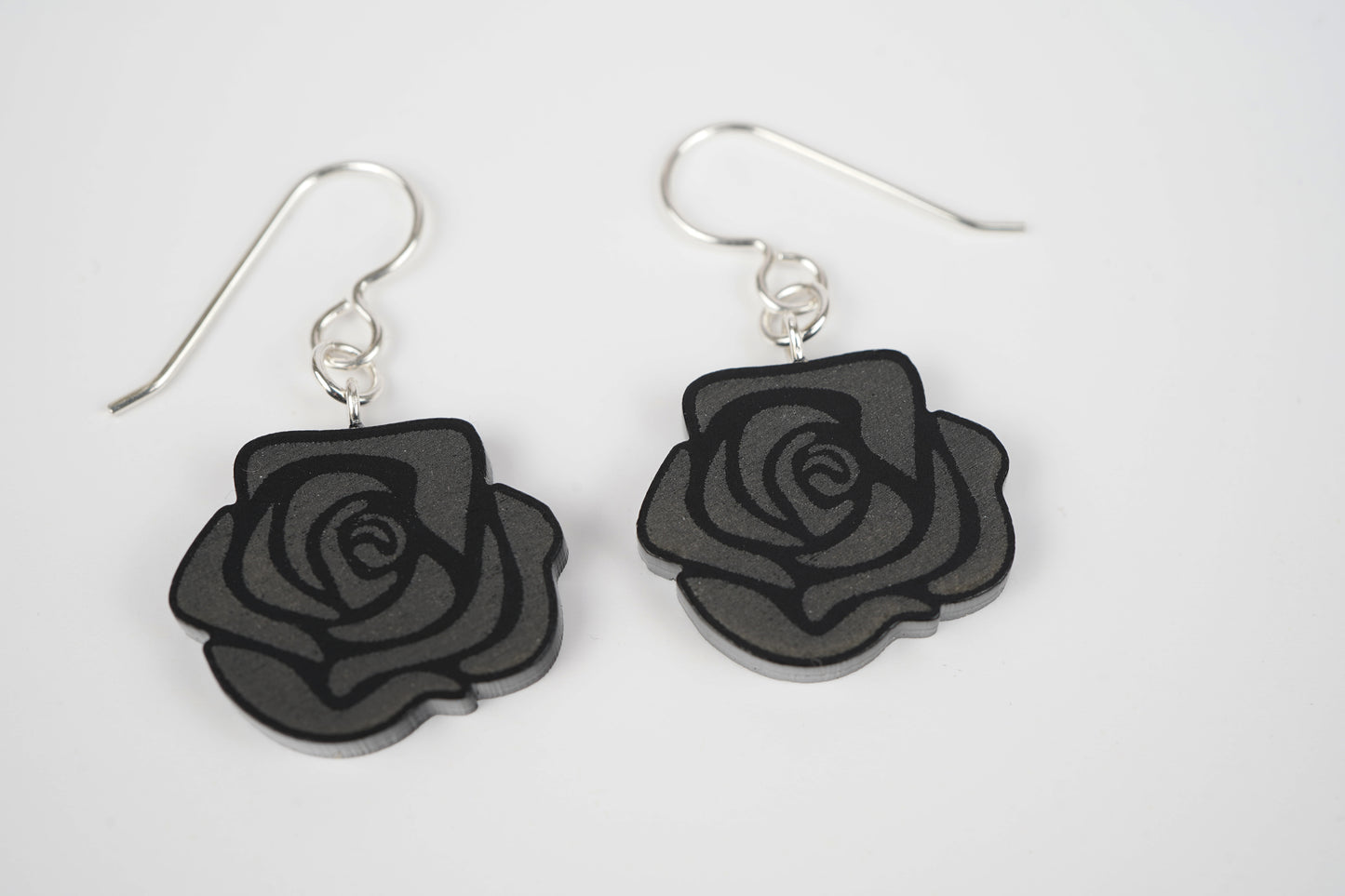 Black Rose Dangle Earrings