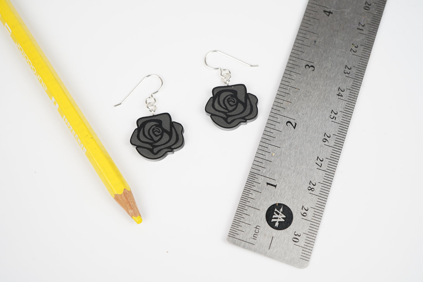 Black Rose Dangle Earrings