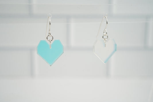 Heart Dangle Earrings- Iridescent