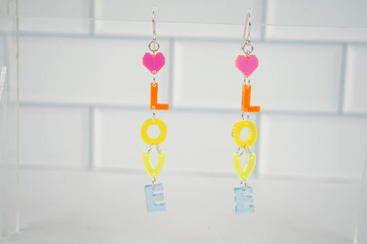 Rainbow LOVE Dangle Earrings