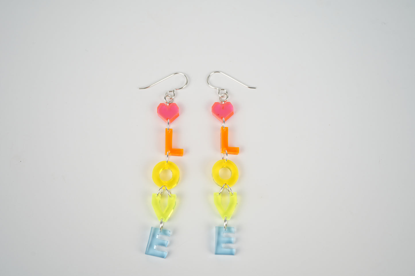 Rainbow LOVE Dangle Earrings