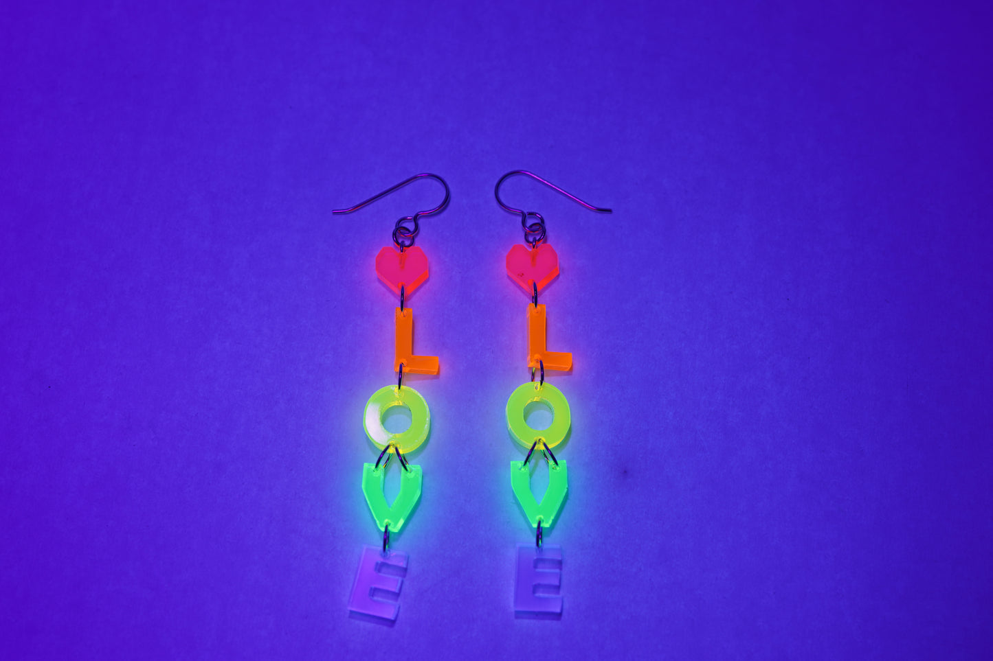 Rainbow LOVE Dangle Earrings