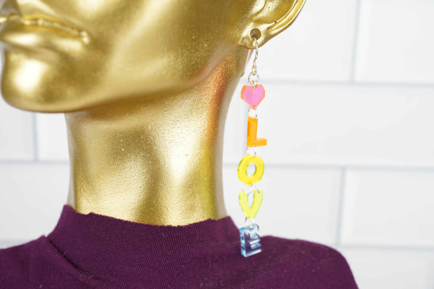 Rainbow LOVE Dangle Earrings
