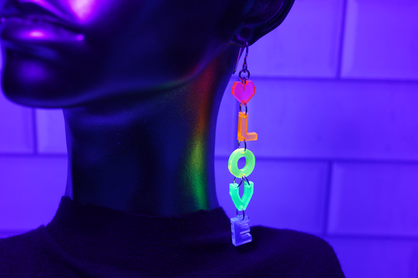 Rainbow LOVE Dangle Earrings