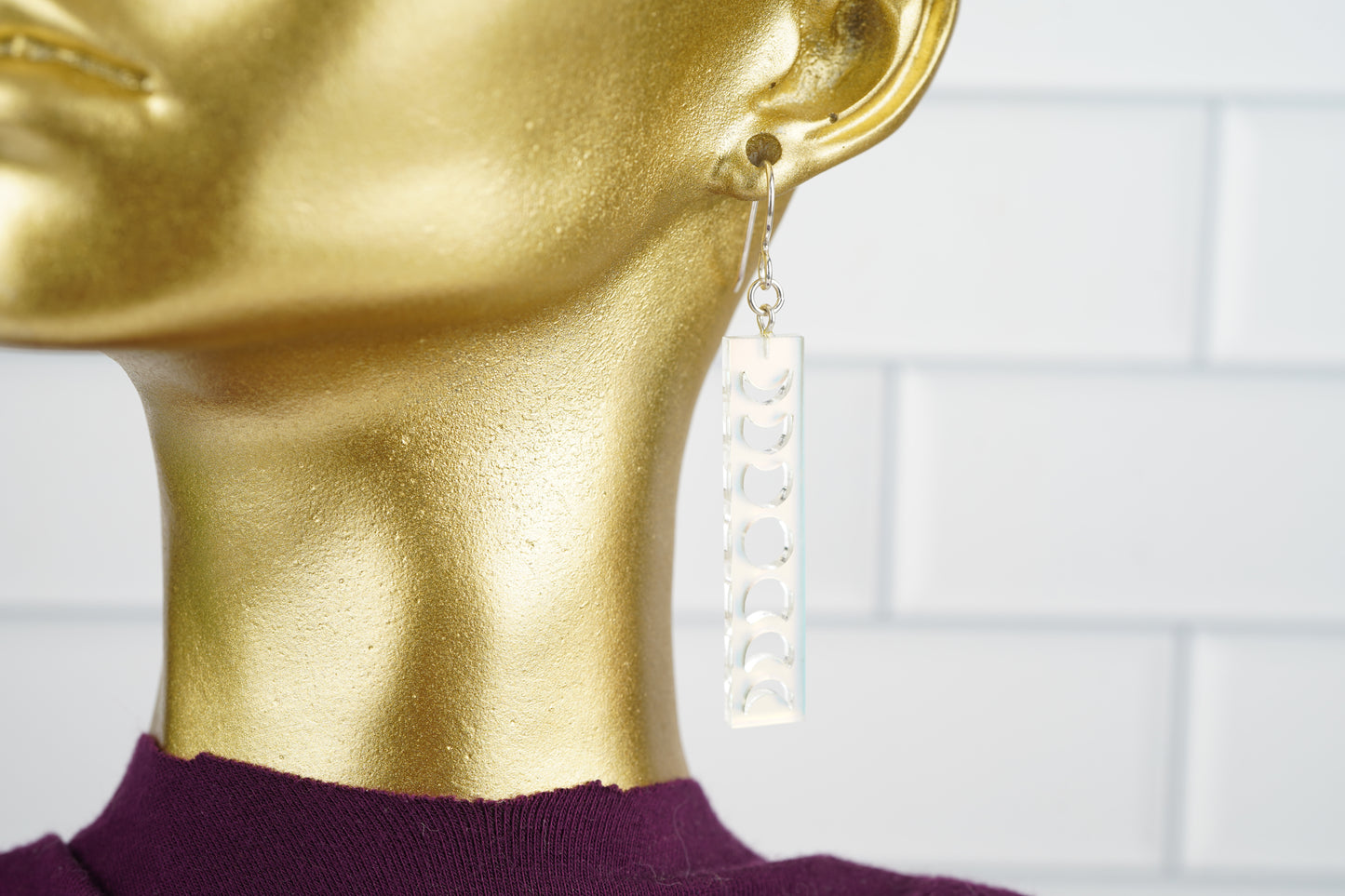 Moon Phase Dangle Earrings- Iridescent