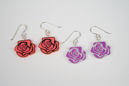 Pink Rose Dangle Earrings