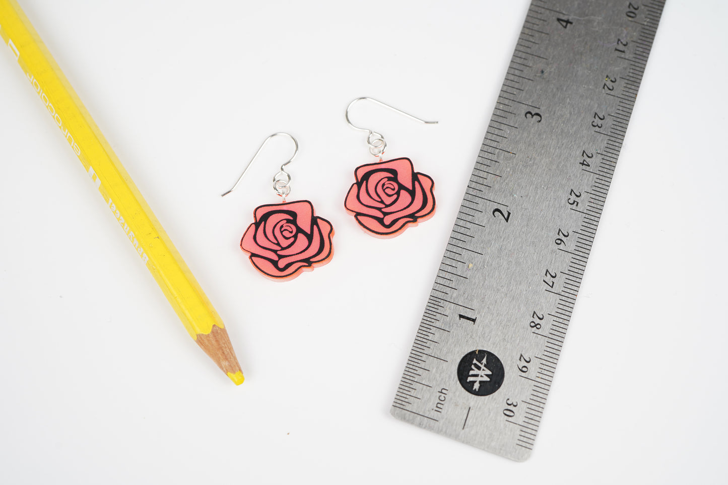 Pink Rose Dangle Earrings