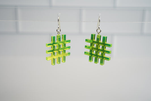 Pound SIgn Grid Dangle Earrings