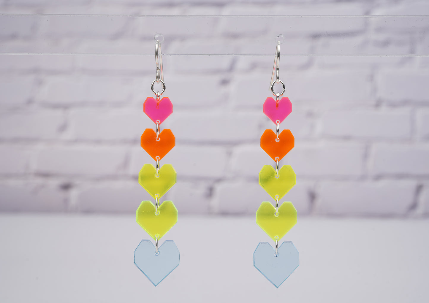 Rainbow Heart Dangle Earrings
