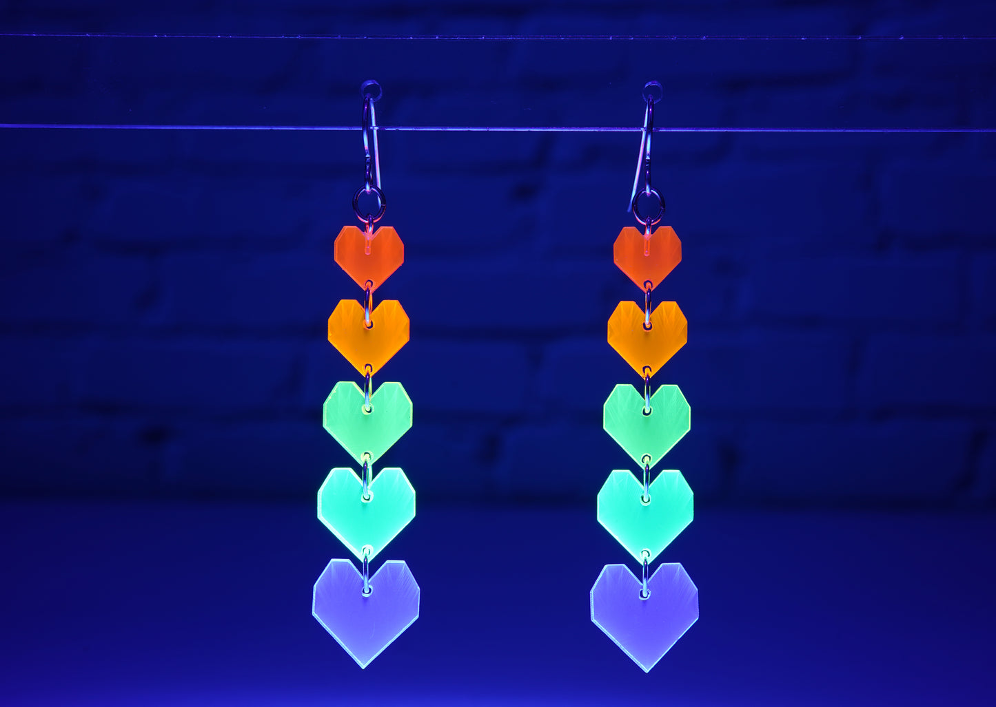 Rainbow Heart Dangle Earrings