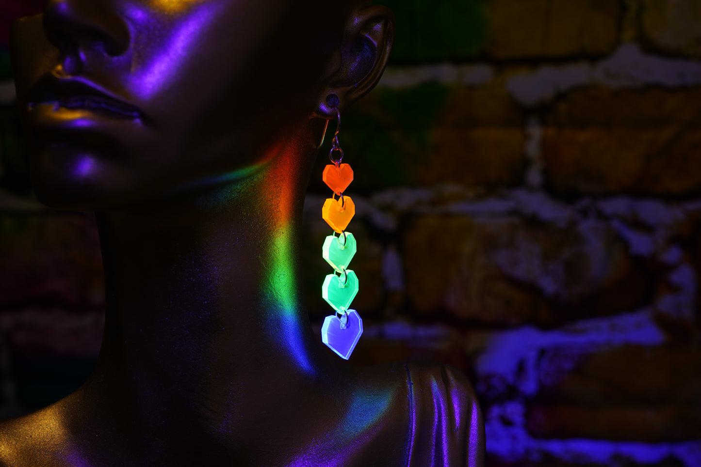 Rainbow Heart Dangle Earrings