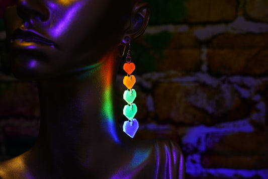 Rainbow Heart Dangle Earrings