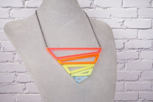 Rainbow Geometric Triangle Necklace