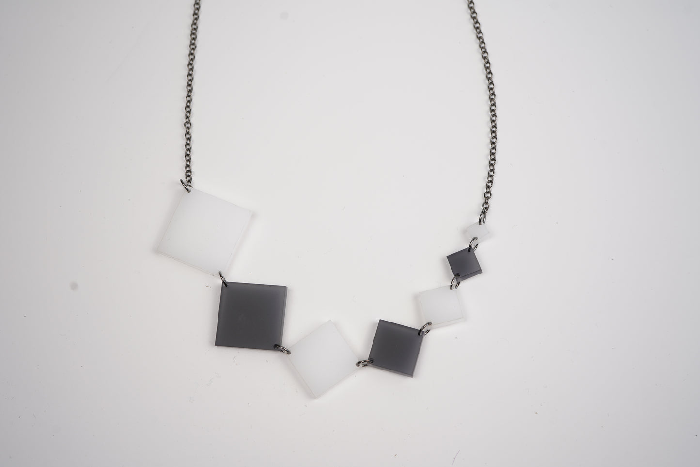 Square Diamond Necklace - Black and White