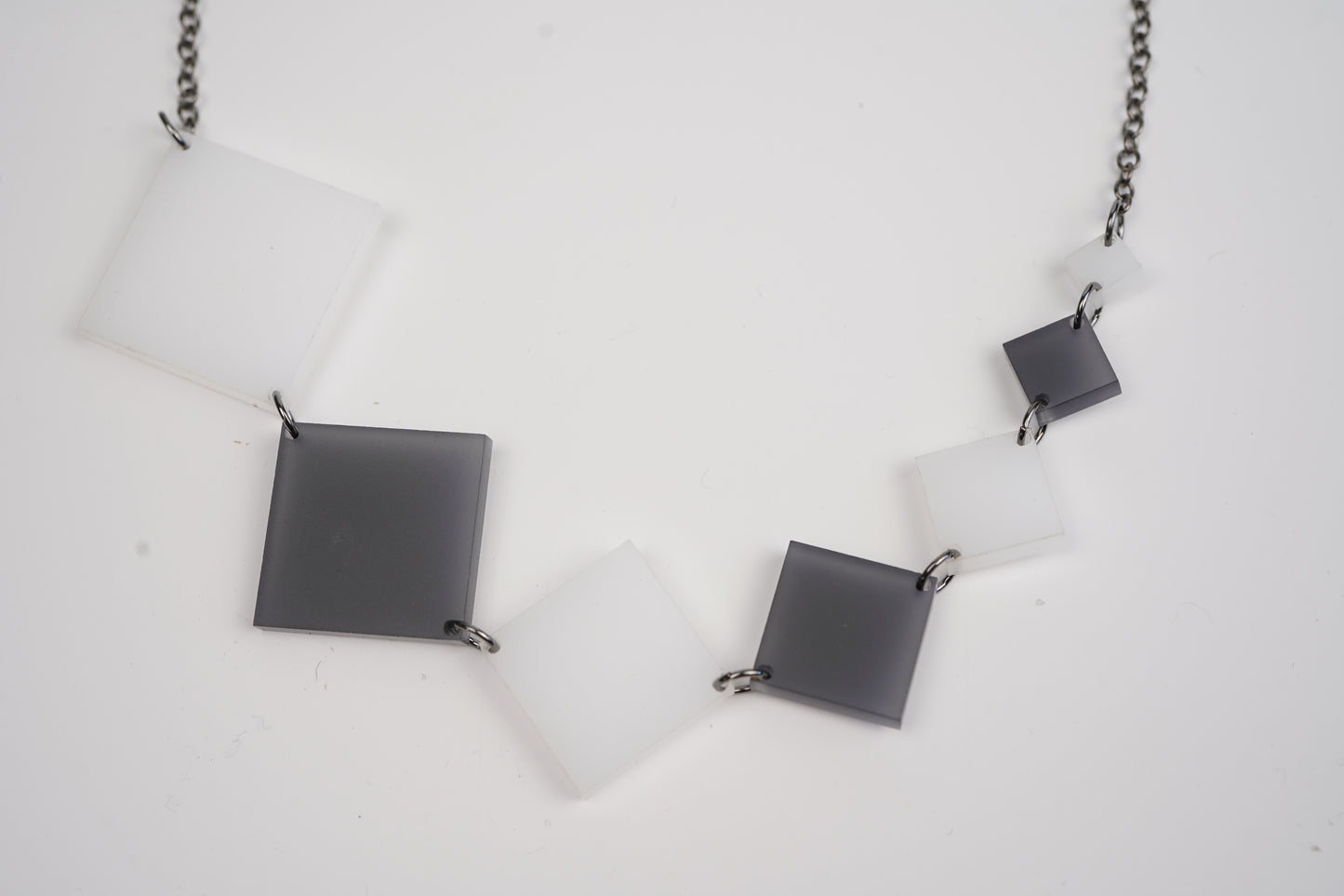 Square Diamond Necklace - Black and White