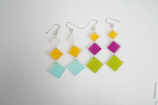 Square Diamond Dangle Earrings