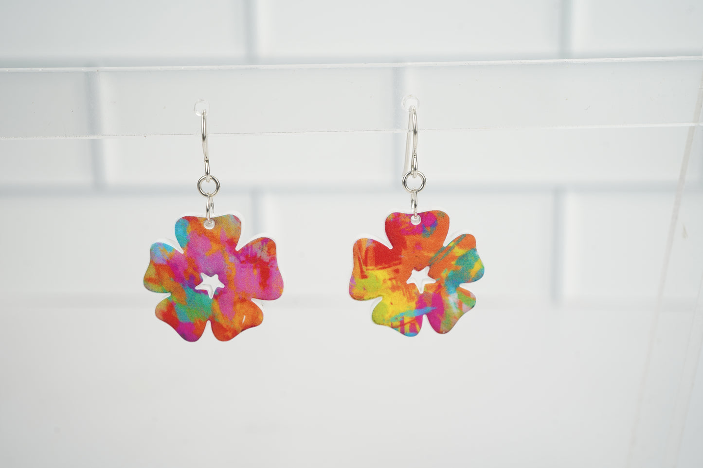Tie-Dye Flower Dangle Earrings
